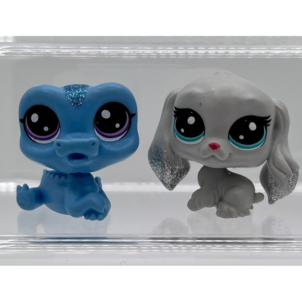 Littlest Pet Shop LPS Tinsel Spaniel #2-S14 #2-S9 Gator Croc Glitter Hasbro